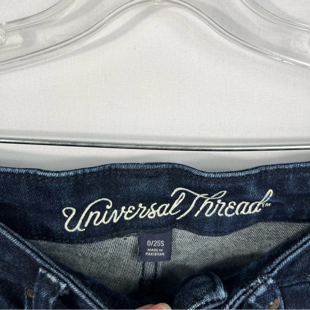 Universal Thread Dark Wash Denim High Waisted Skinny Jeans Jeggings 0 Short 25S - Picture 3 of 5